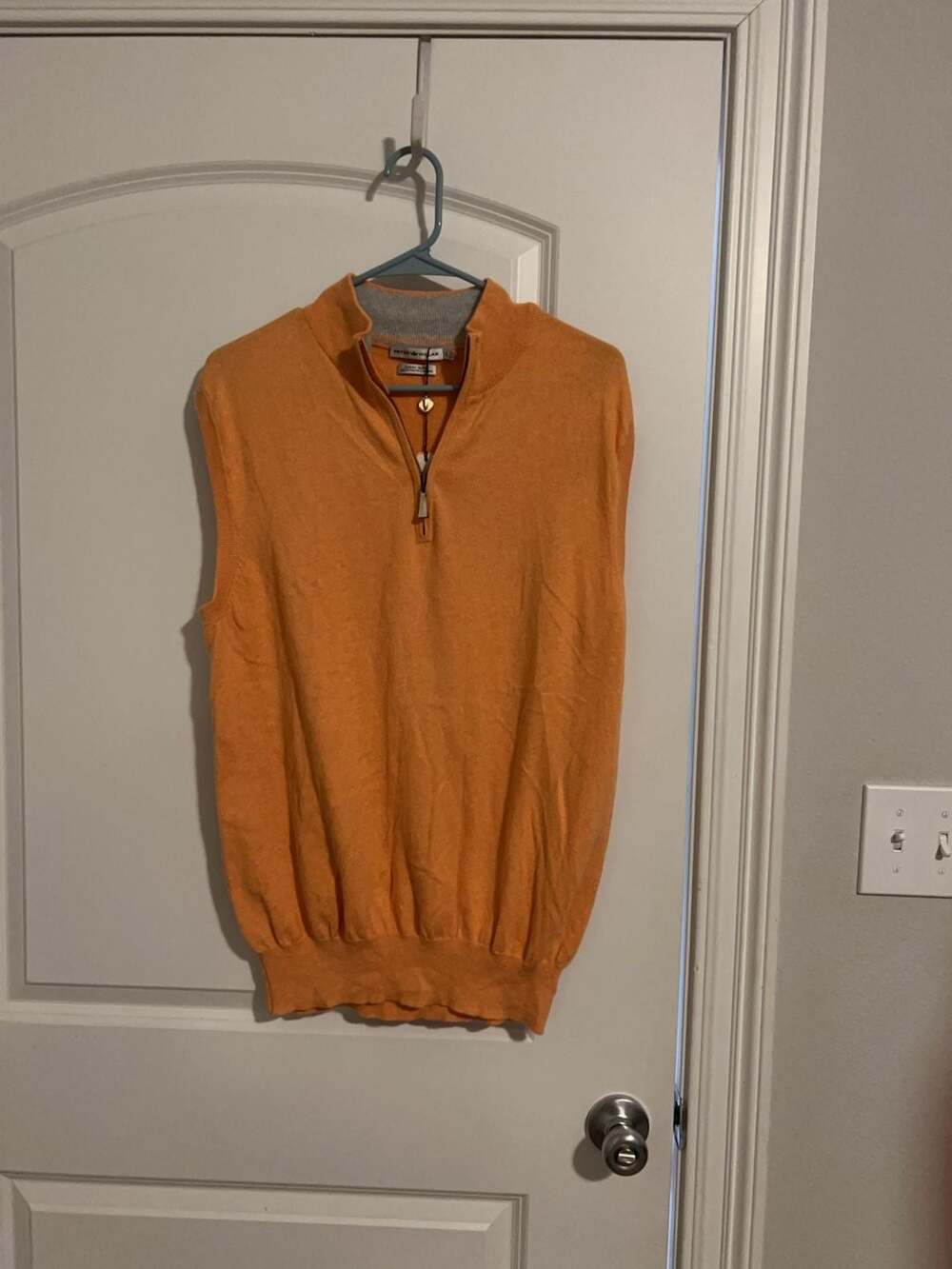 Peter Millar Luxury Blend Cotton Cashmere Quarter-Zip Vest Orange Size L